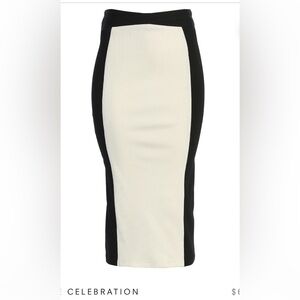 JLUXLABEL Black and Cream Midi Skirt
